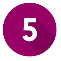 Number 5 inside a purple circle with a shadow effect.