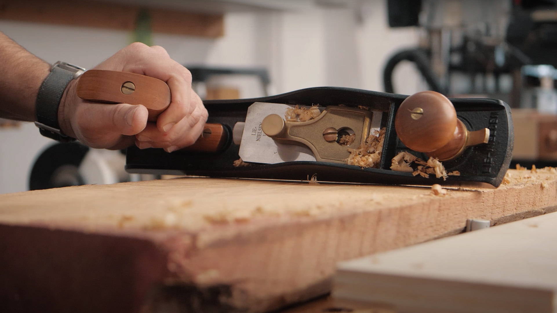 Testing the flatness of a board with a hand plane