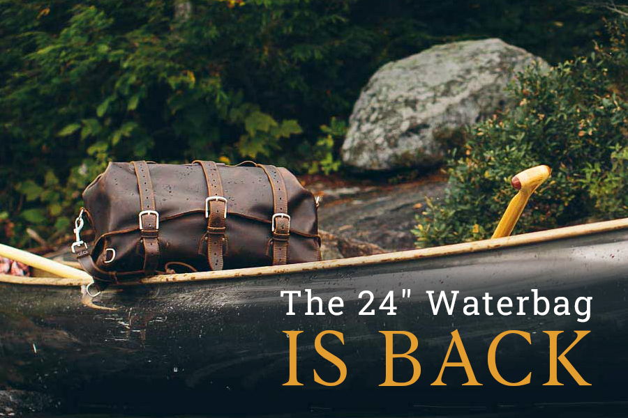 A canoe with a brown bag and text about the 24