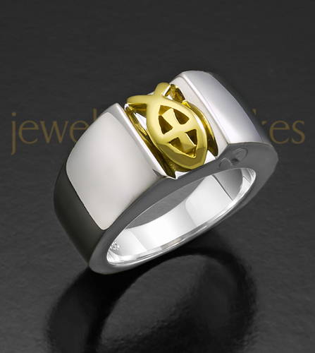 Men's Silver Devout Cremation Jewelry Ring
