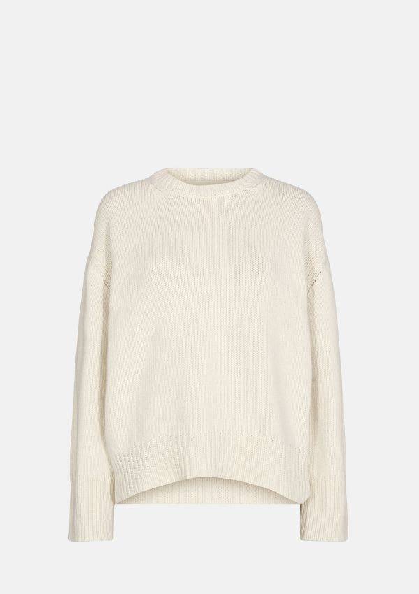 Product image of Levete Room Perle Crewneck Pullover in Off White with long sleeves, ribbed crew neck collar and hem.