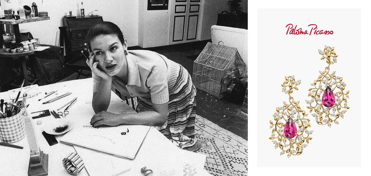 Photo of Paloma Picasso at work in her design studio