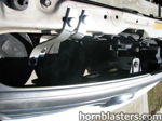 Custom metal horn mounting brackets radiator support behind grille 2001 Toyota Corolla K5LA train horn gallery photo 10