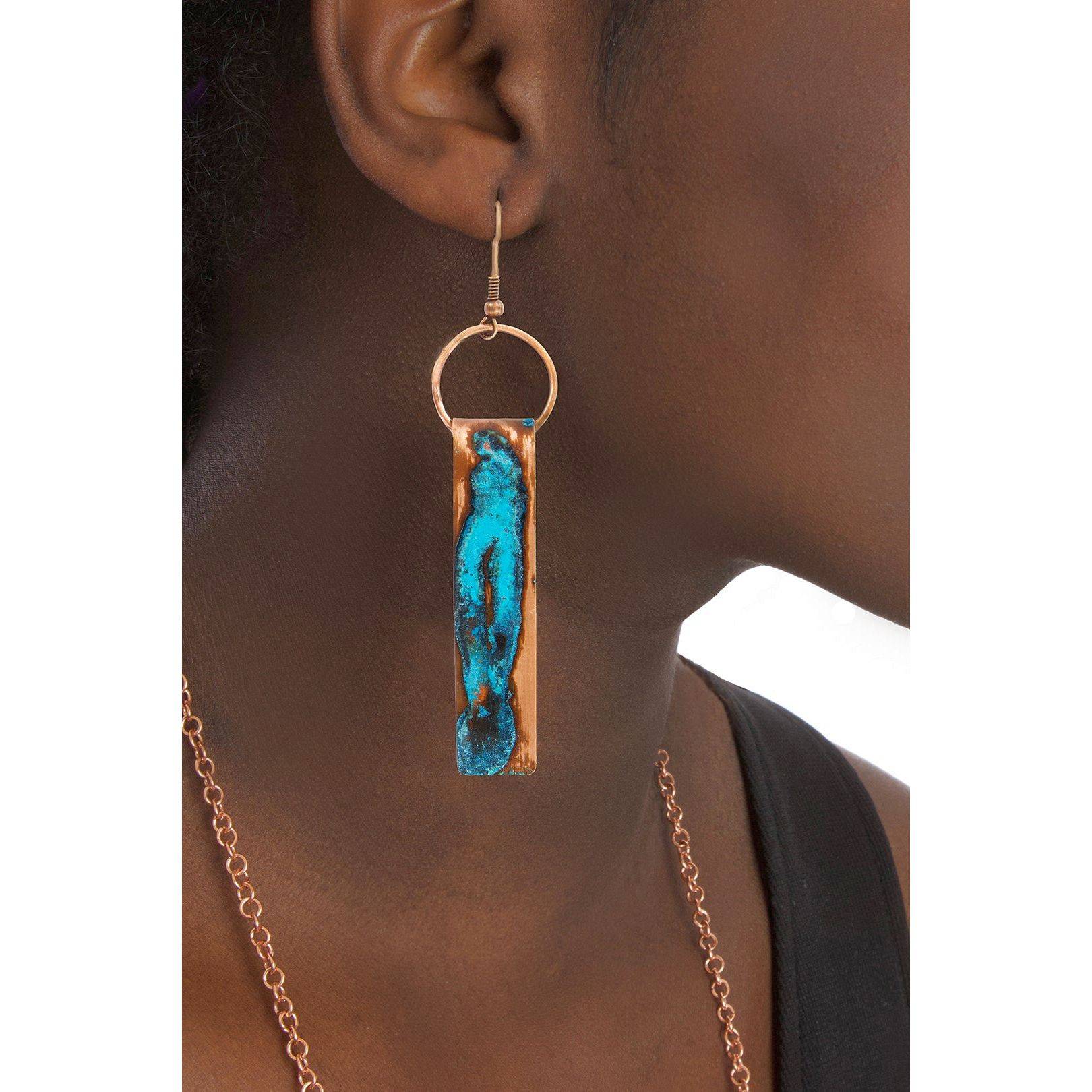 Copper and Viridian Emblem Earrings  (African Jewelry)