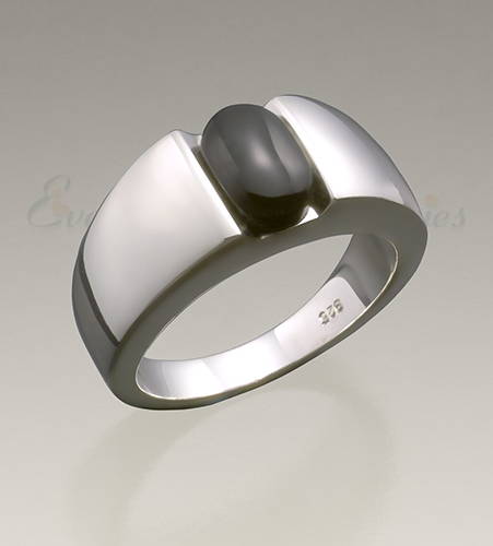 Mens Simply Sable Silver Cremation Ring