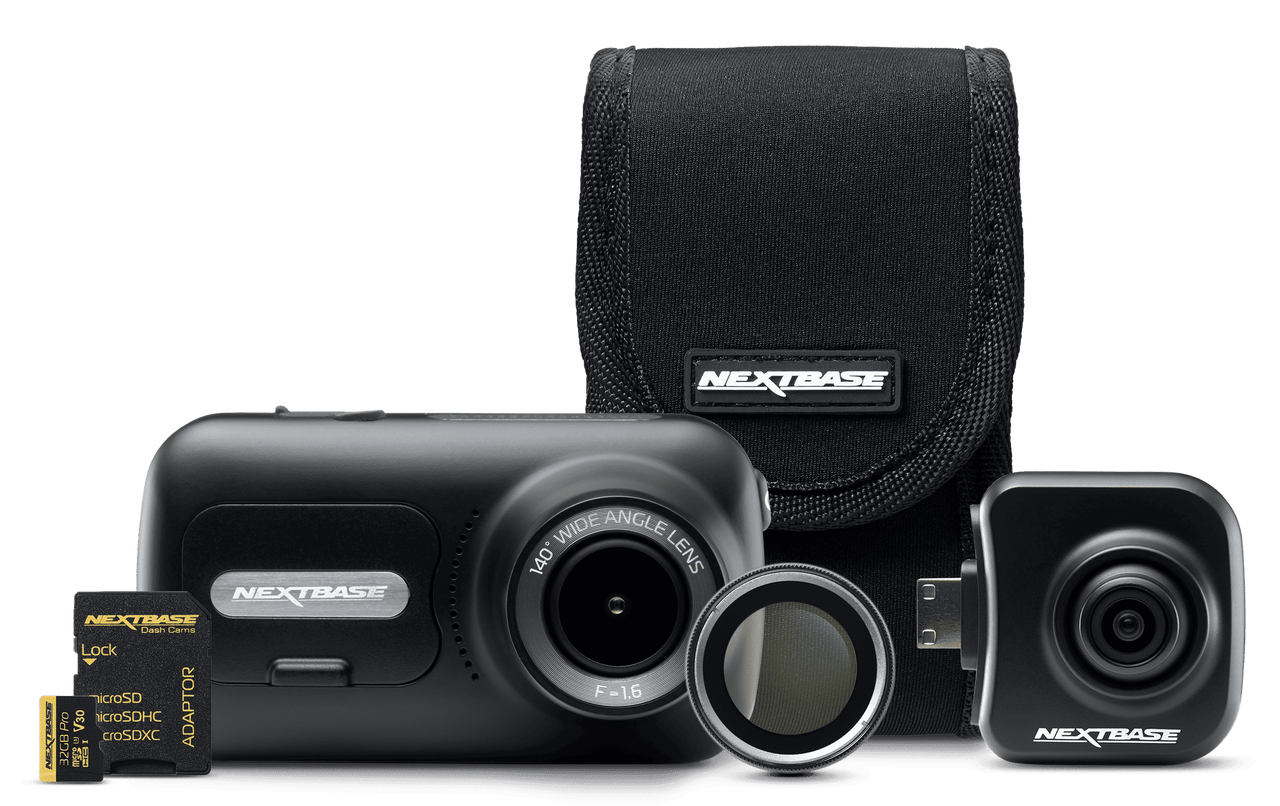 Camera kit with accessories including carry case and memory card.