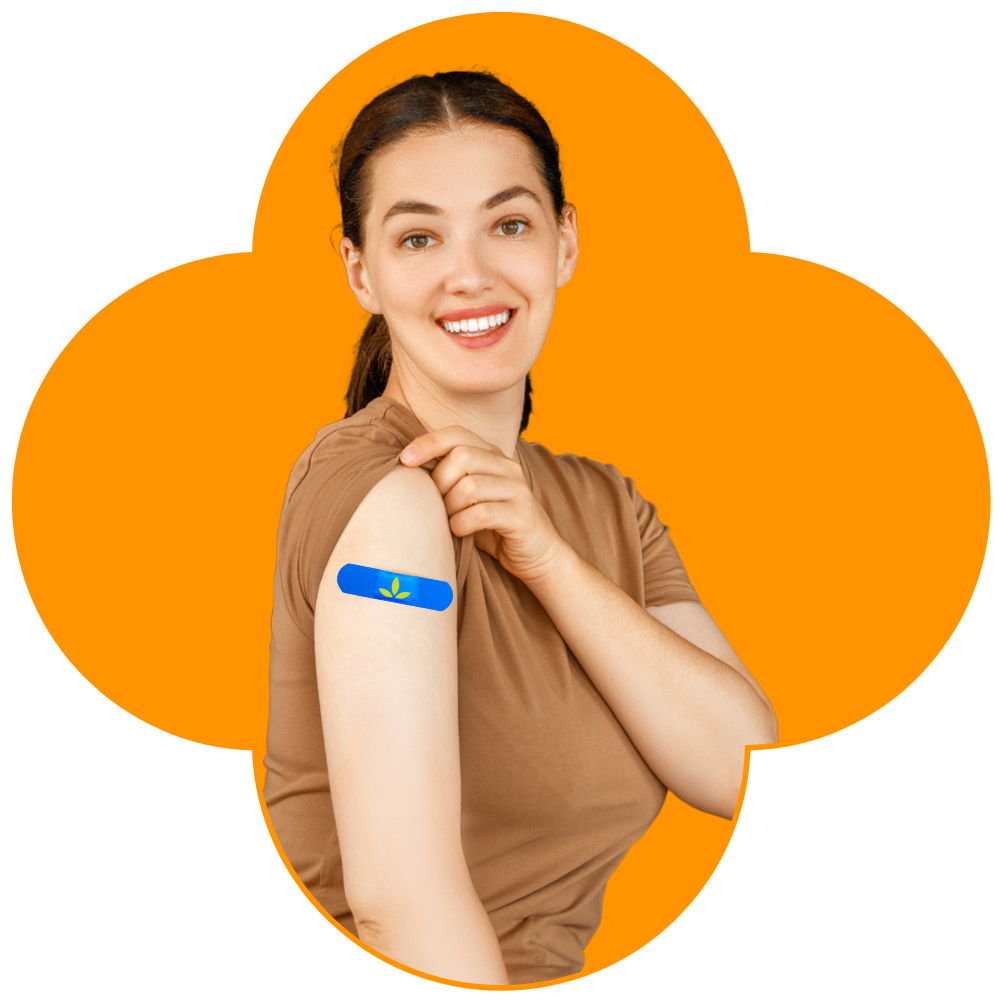 Woman smiling after receiving vaccination 