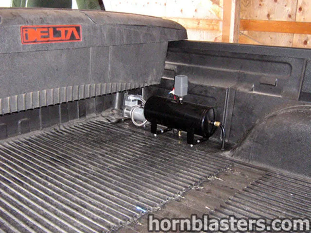 Train horn bells and bracket mounting on Henry's 2004 GMC Sierra 1500 Regular Cab photo 3