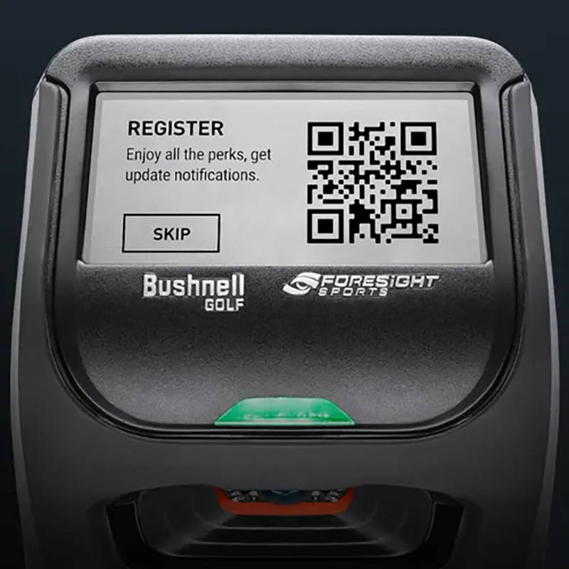 The Bushnell Launch Pro with registration QR on display