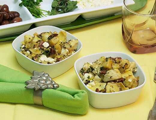 Roasted Fingerling Potatoes and Artichokes with Feta