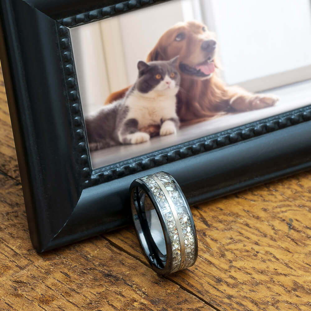 Pet memorial ring for two pets together