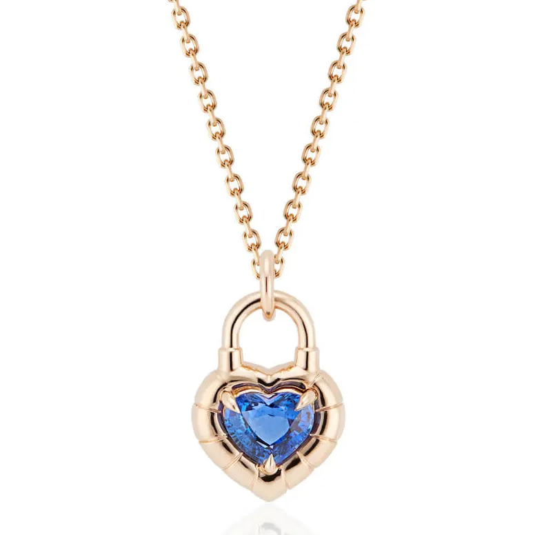 sapphire heart tourmaline padlock necklace