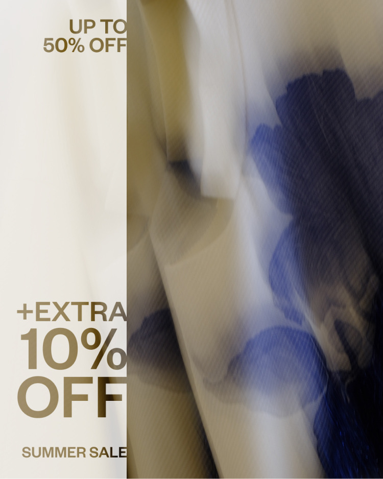 Summer sale promotional image with discounts up to 50% plus an extra 10% off.