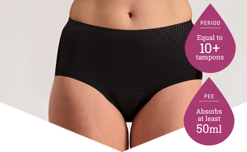 Full Brief Extra Black - Super Absorbent - Pee and Heavy Period Underwear - Just'nCase by Confitex