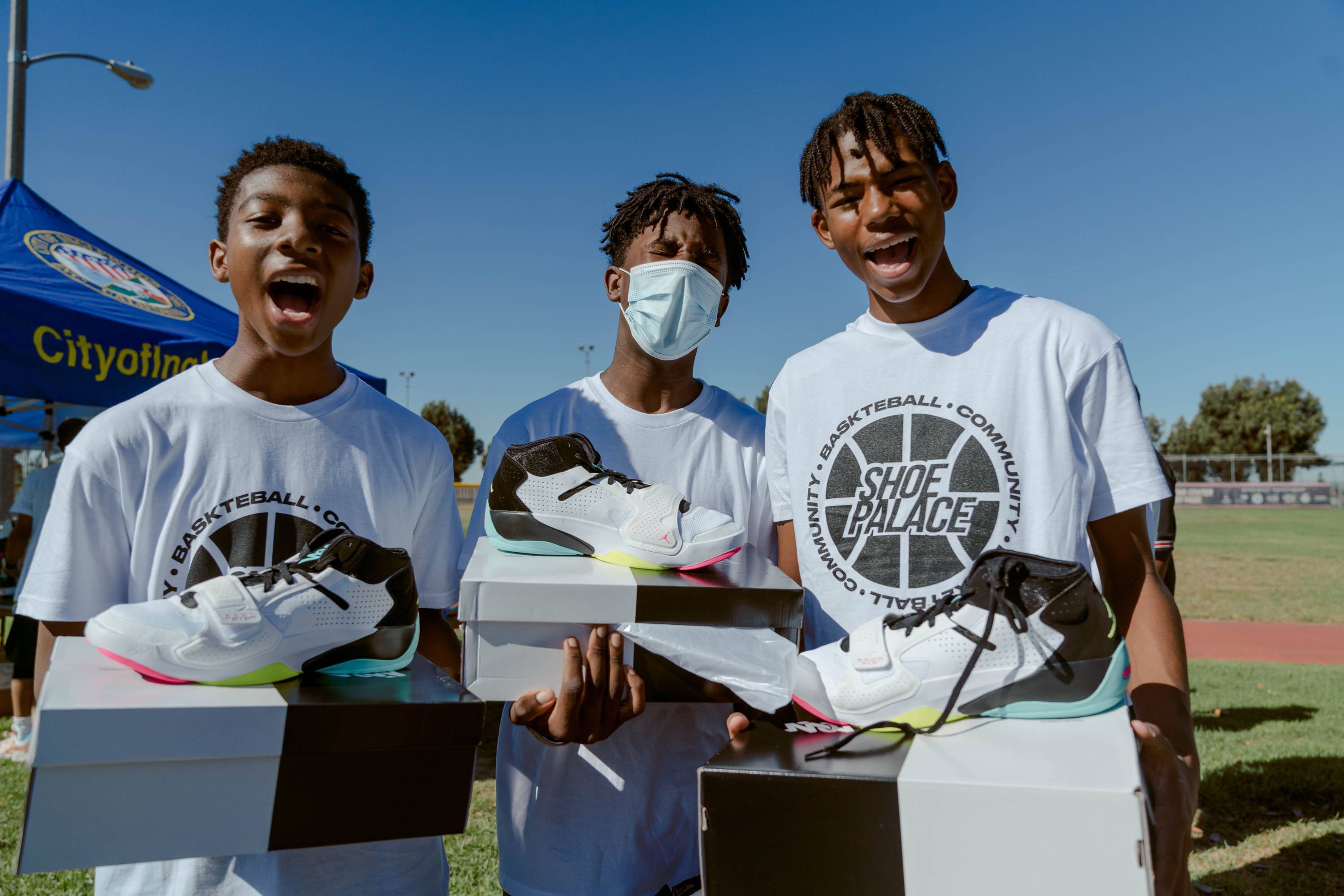darby park hoop clinic boys happy with new shoes