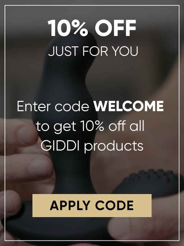 Giddi Coupon Code s banner with thor prostate massager  background click to apply 10% off