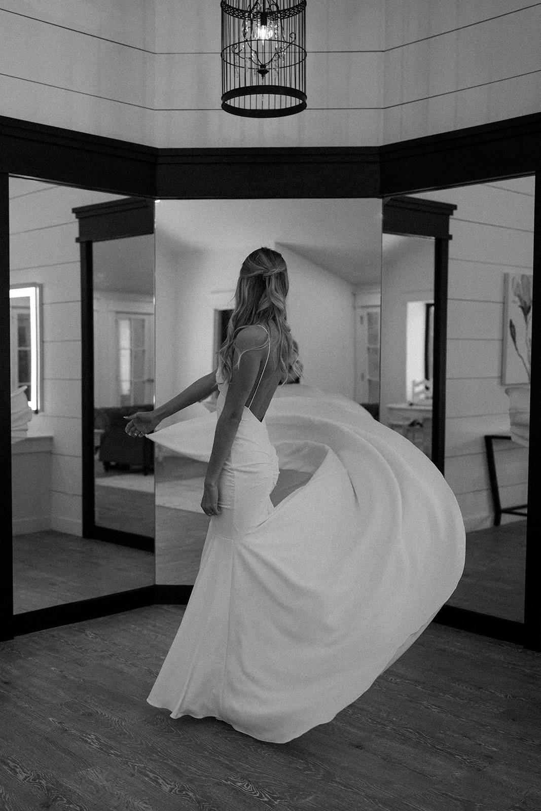 GRACE Bride Gabbie twirling in the Clo Gown