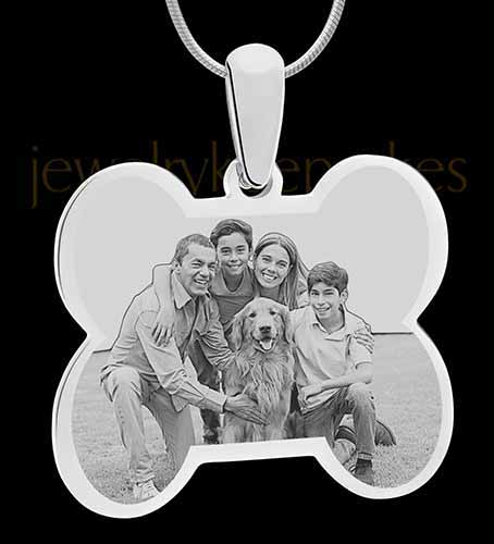 Silver Doggie Bone Photo Engraved Pendant