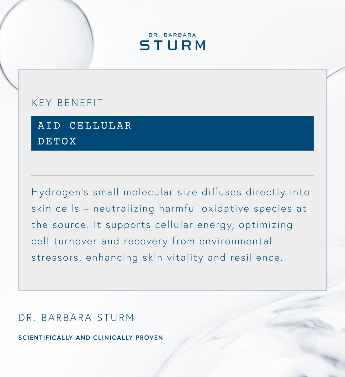 Key benefit: Aid cellular detox; hydrogen supports skin vitality and resilience.