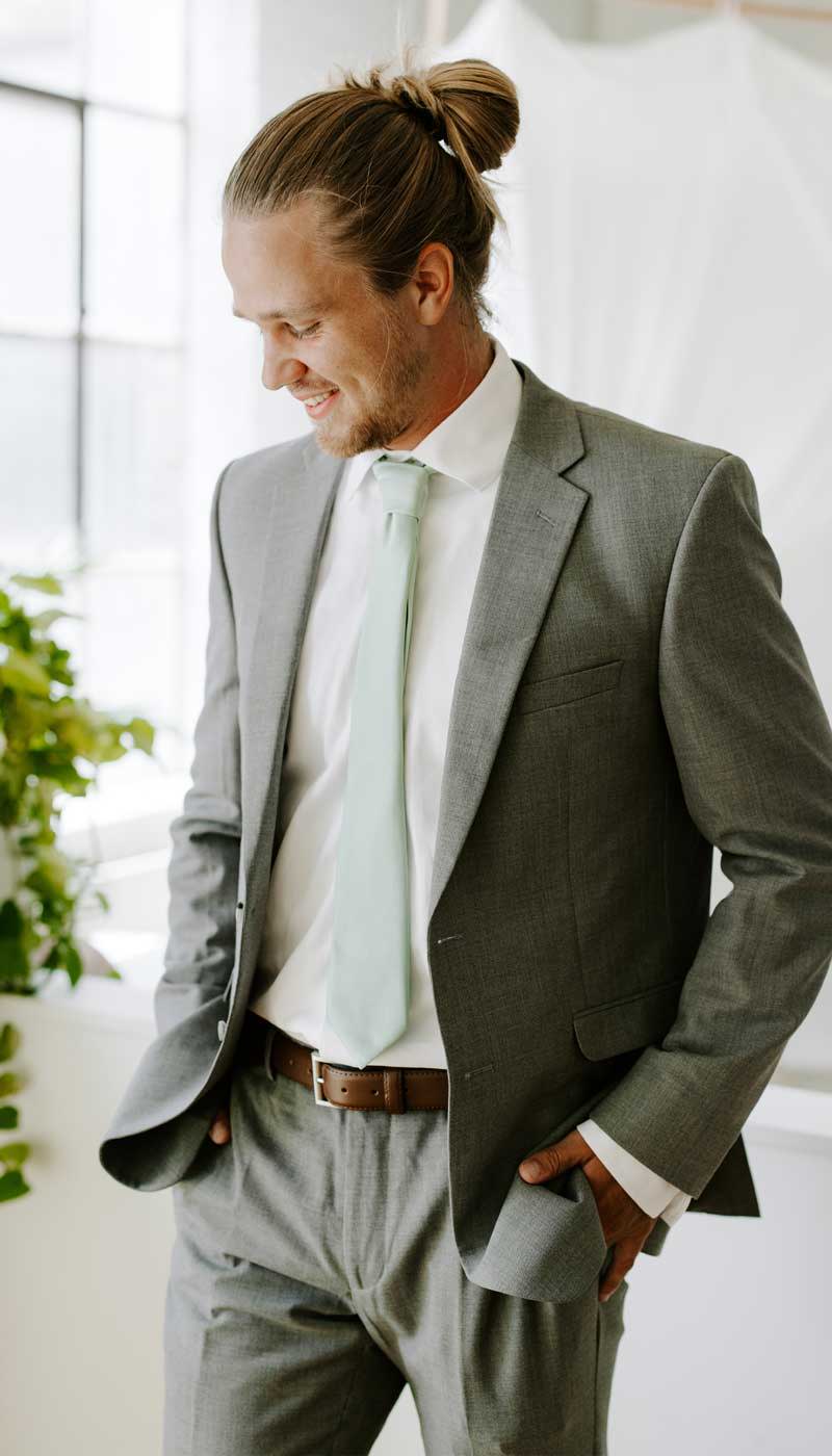 Sage Satin Tie