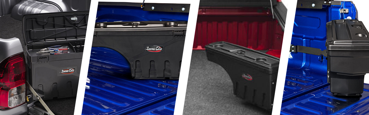 This page features a photo collage of truck bed accessories.