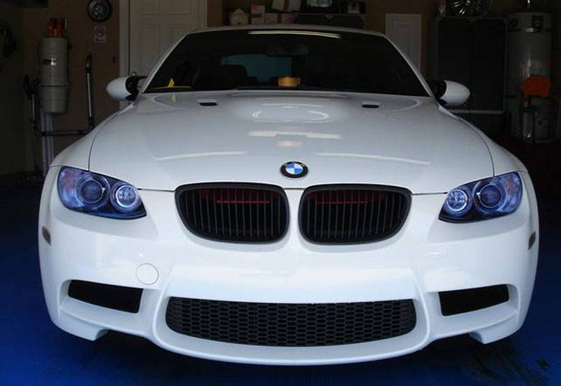 BMW with Blue Lamin-x headlight film covers