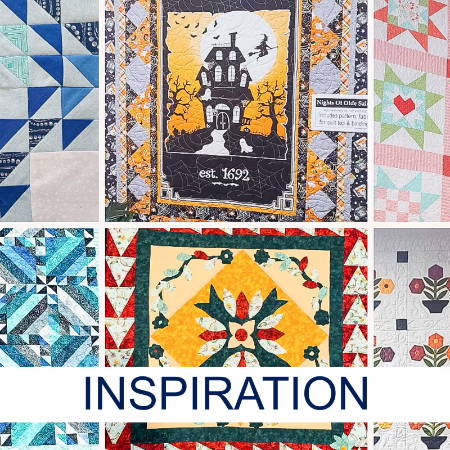a collage of six quilts referring to the quilt inspiration in the blog