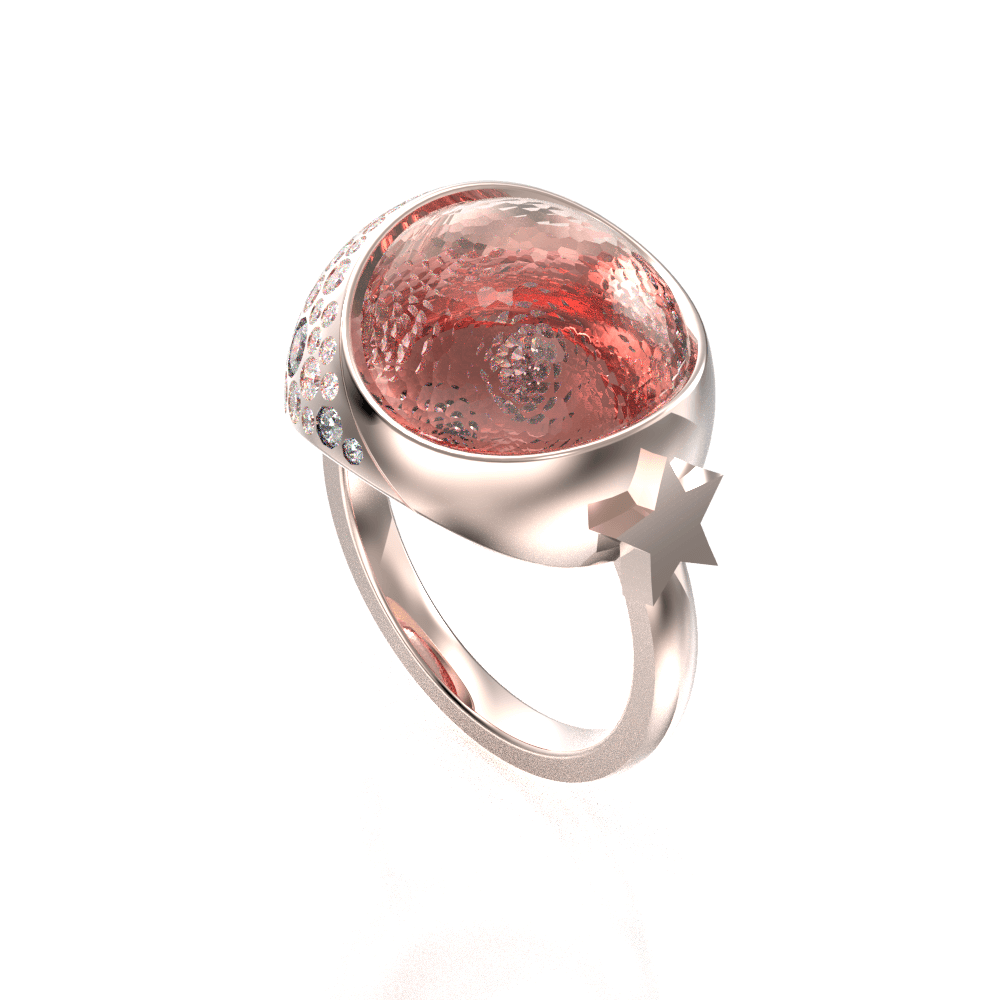 pink moon cabochon ring