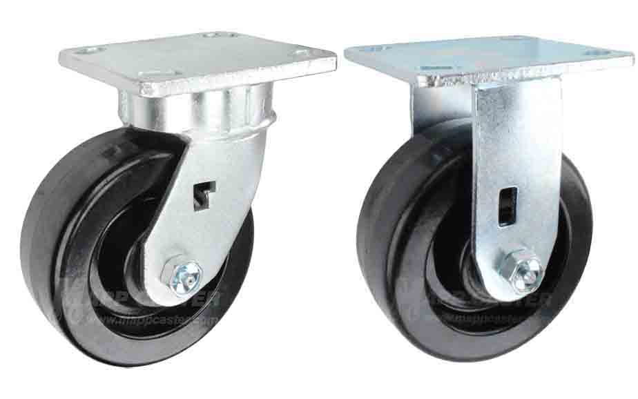 Harden steel plate caster rigs w/ bright silver finish, beefy swivel section