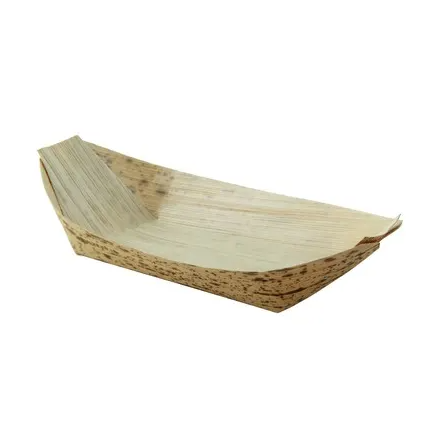 A bamboo leaf food boat
