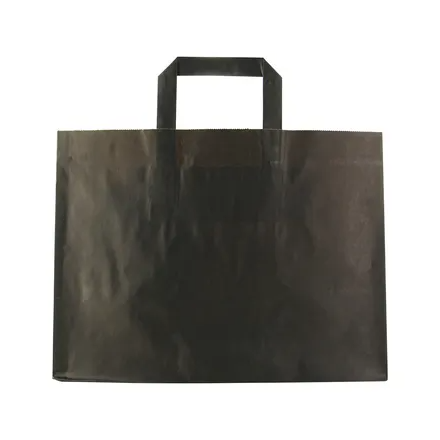 A black paper bag with a handle