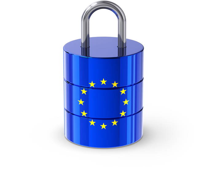 blue lock with EU flag