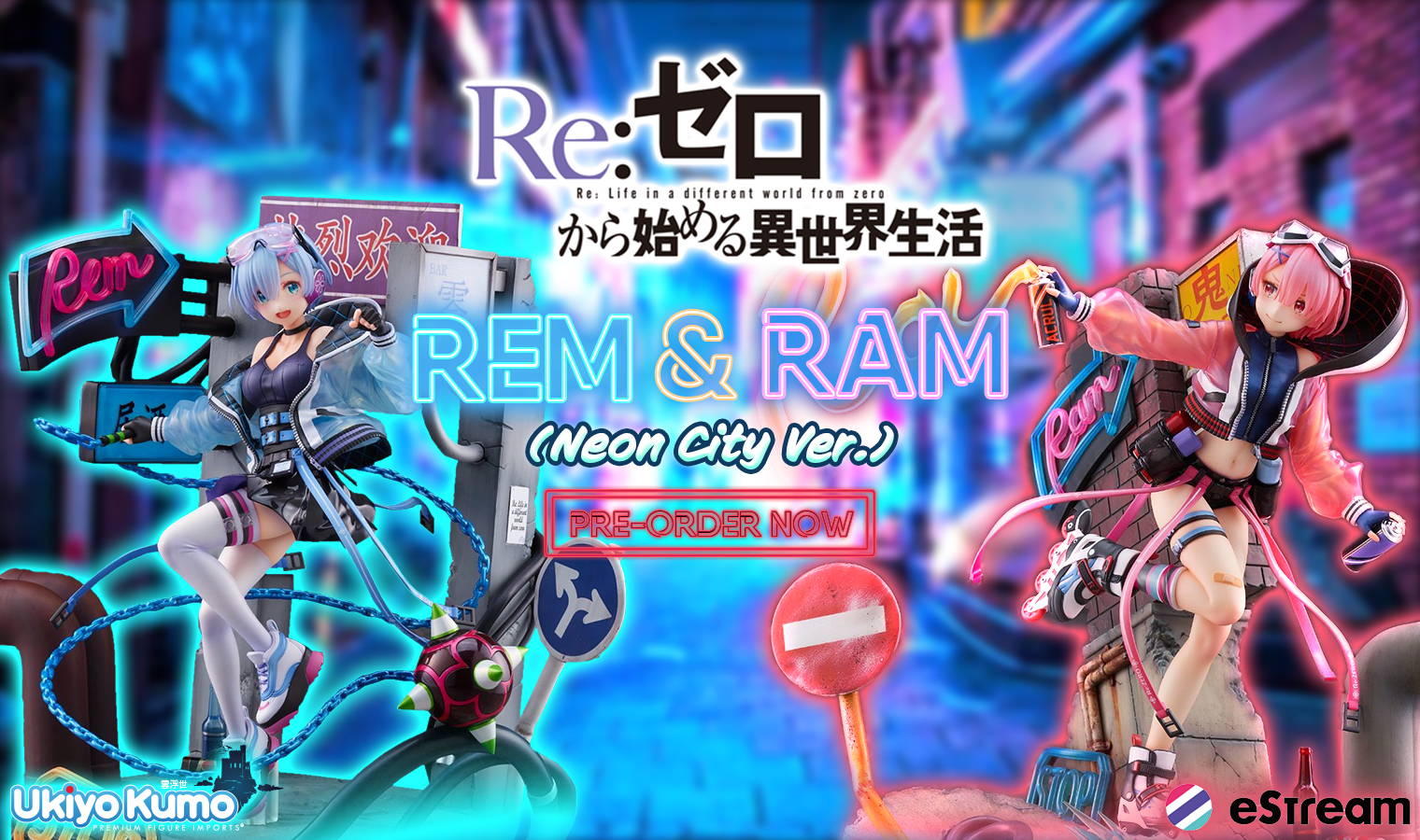 Re:Zero Rem and Ram Neon City