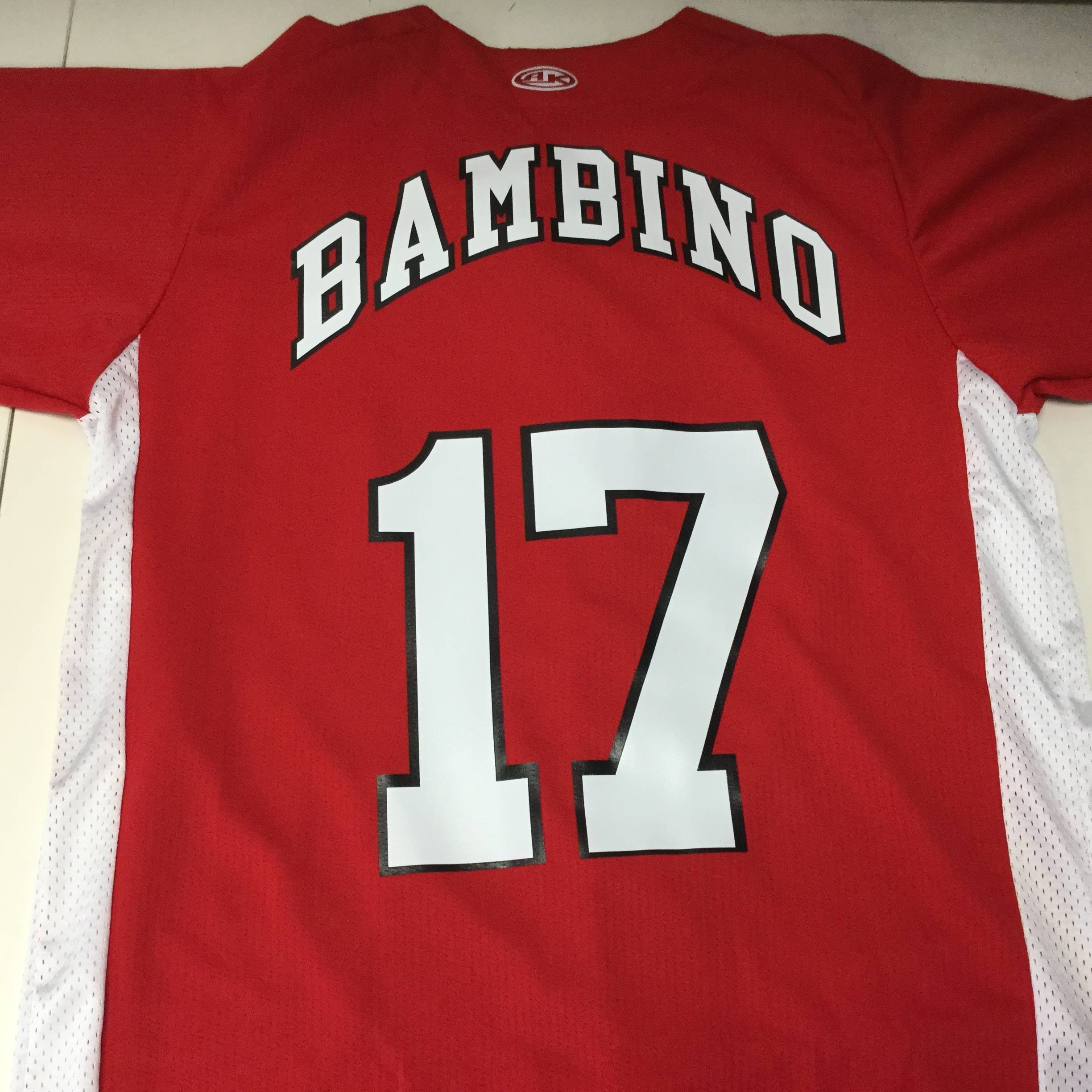 Custom Full Button Baseball Jersey (Athletic Knit BA1890 - 208 Red/White), Screen Printed