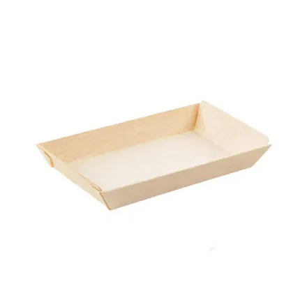 A rectangular wooden tray