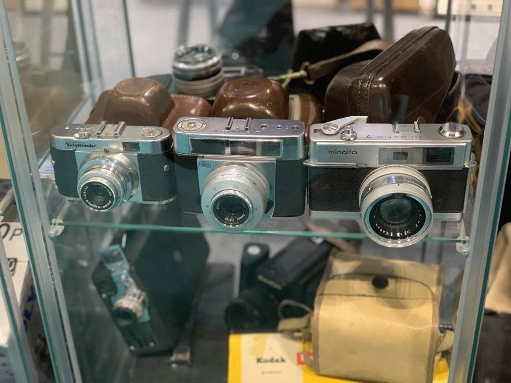 Some of the film cameras at The Disabled Photographer's Stand