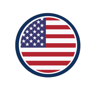 Circular emblem featuring the American flag design.
