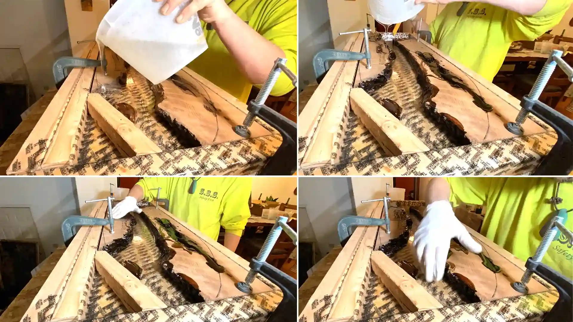 Use the Slab Jig to level the bottom by removing 1/8''-1/4'' per pass until mostly level.