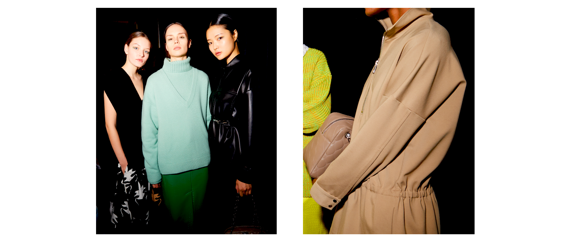 Two backstage images of Fall 2019 runway. 