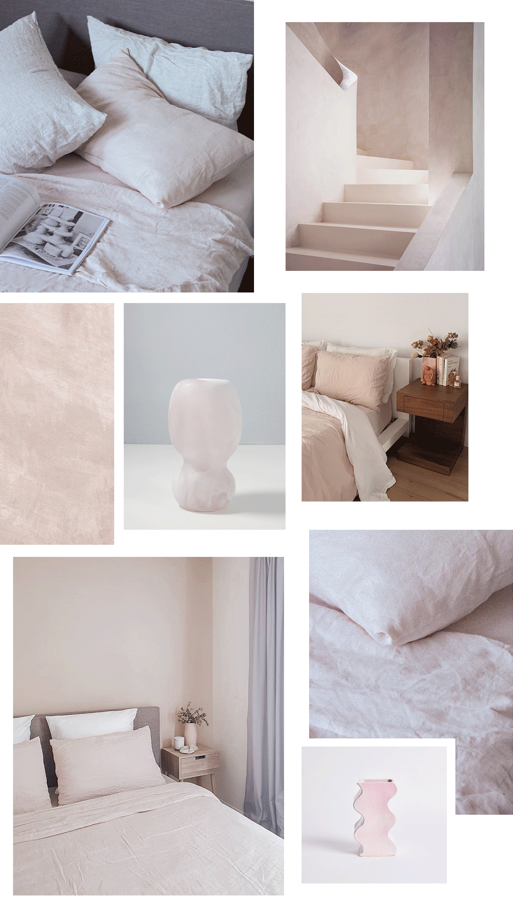 A collection of images featuring various living room and bedroom scenes. 