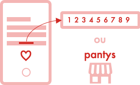 Ícone com representação de celular e loja da pantys