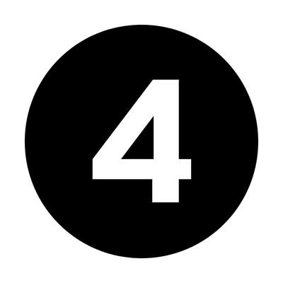 White number 4 on a black background.
