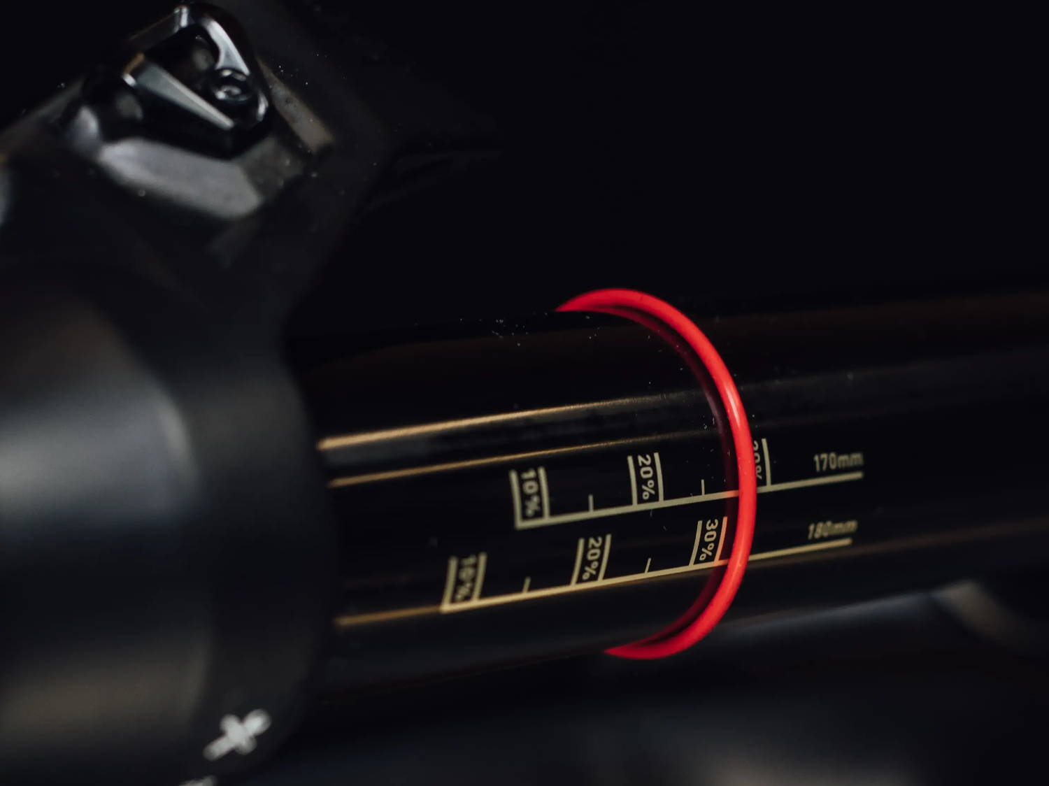 RockShox ZEB Select detail of sag gradients on stanchion