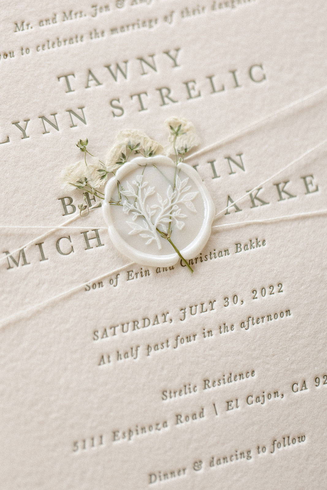 Bespoke wedding invitation