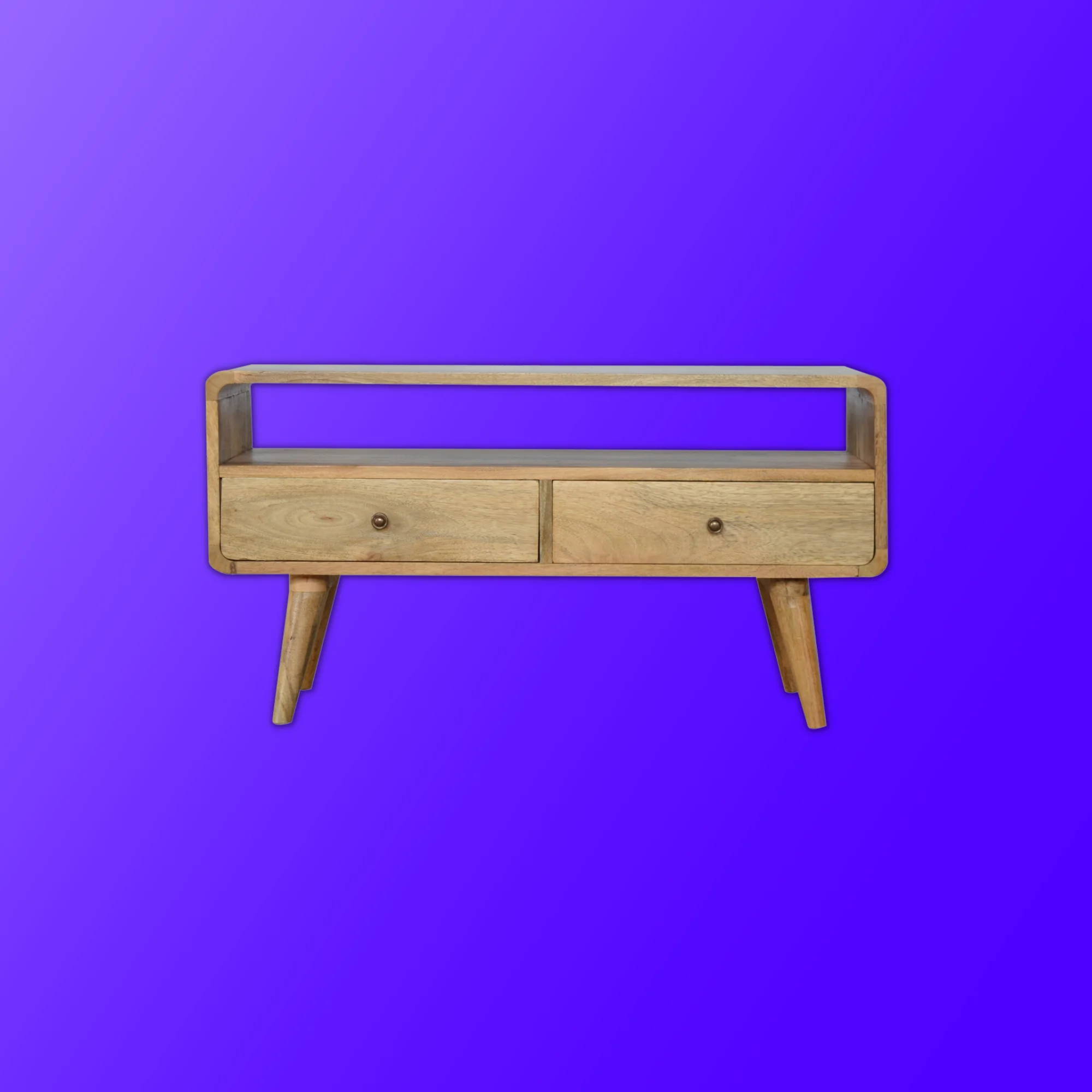 Modal natural mango wood 2 drawer TV stand
