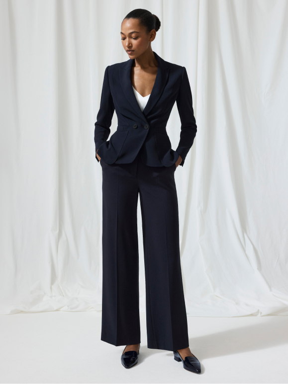 Navy Clever Crepe suiting
