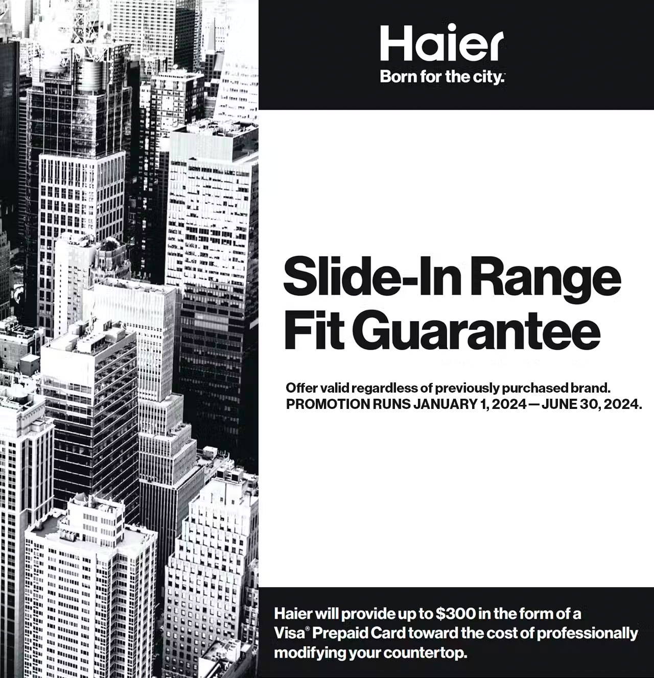 Haier Slide-In Range Fit Guarantee