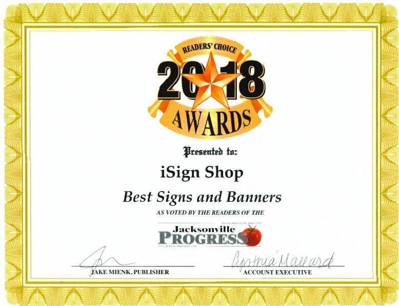 Readers Choice Award for iSignShop Best Signs & Banners 2018