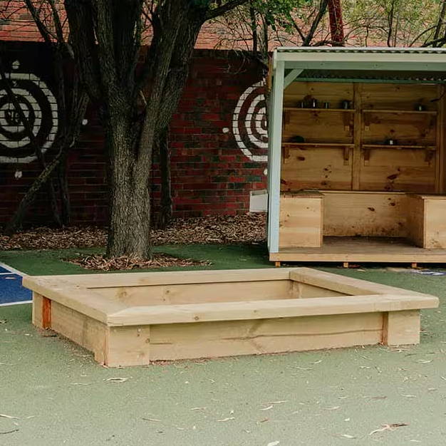 Timber Sandpit with Bench Seating