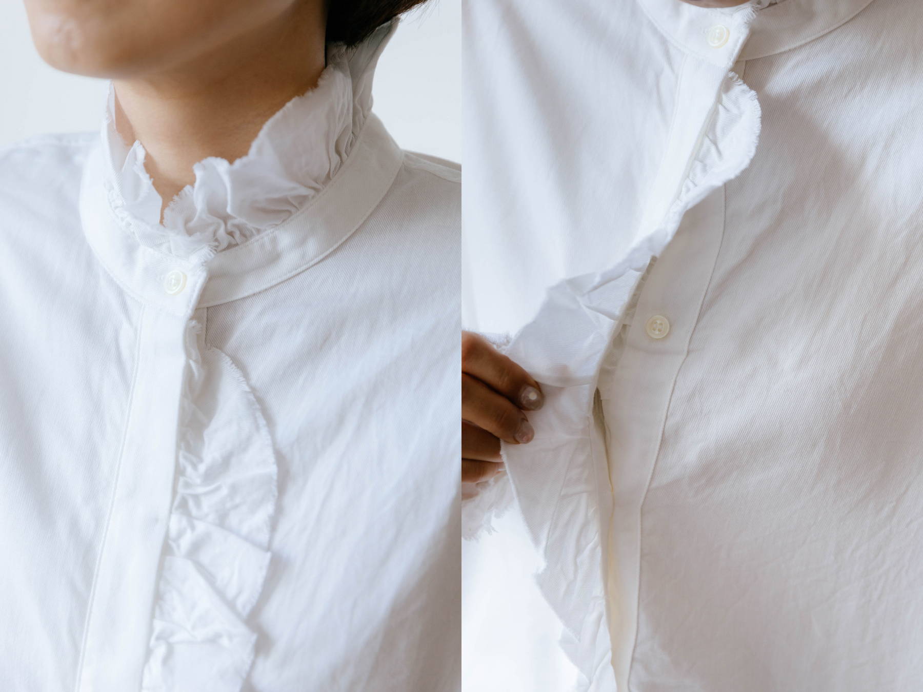 ichiイチ　フリルスタンドシャツ　ホワイト　新品未使用